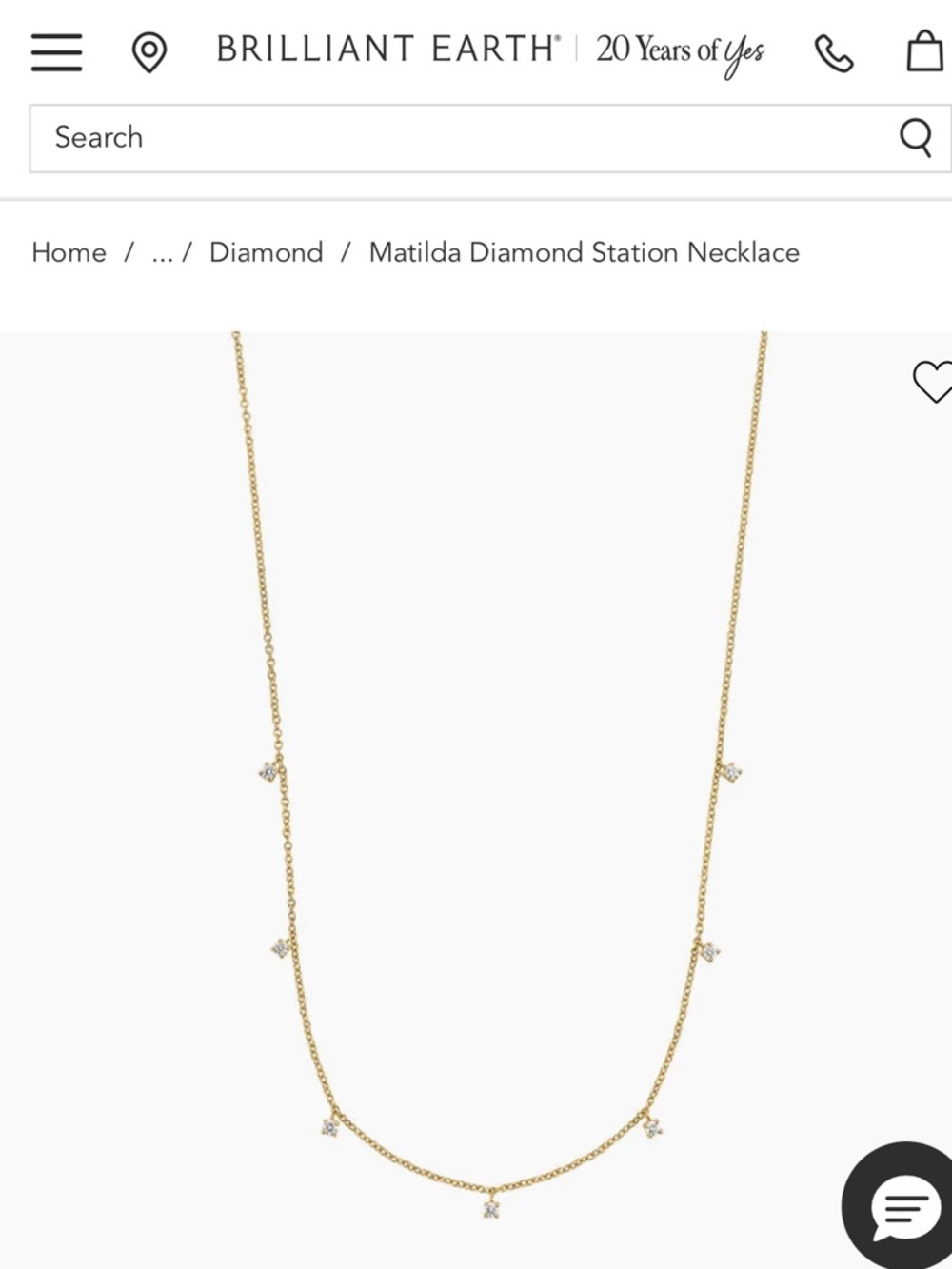 NWT Brilliant Earth Matilda Diamond Station Necklace - Gold